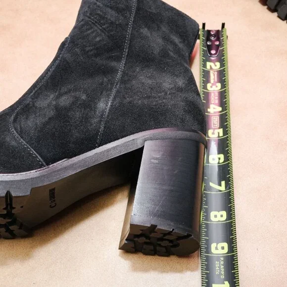 La Canadienne Women Holt Black Waterproof Suede Block Heel Dress Boots sz 9 - Picture 6 of 8